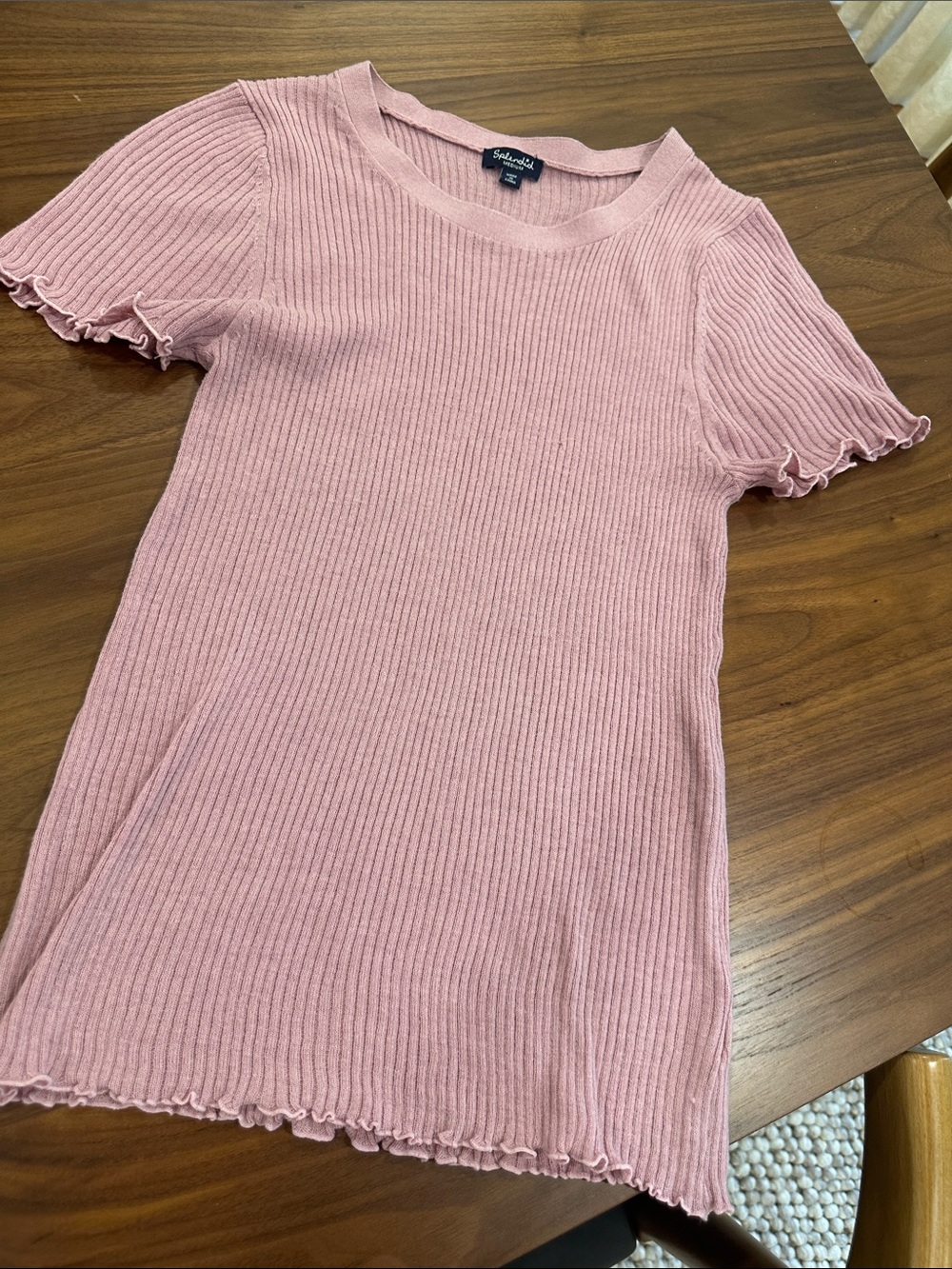 Splendid  Pink Ribbed Short-Sleeve Tee
